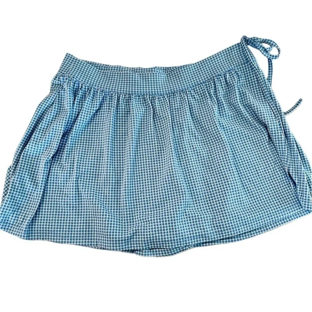 Madewell Women's Flex Wrap Skort in Gingham Ornamental Blue Size 1X NWT